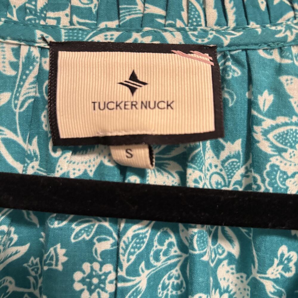 Tuckernuck Teal Floral Tiered Mini Dress with White and Yellow Accents - Picture 7 of 10